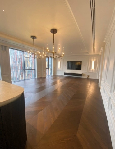 L'Héritage Project: Custom Extra-Wide Chevron Oak Flooring