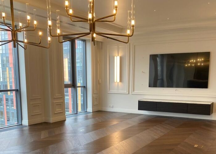 L'Héritage Project: Custom Extra-Wide Chevron Oak Flooring