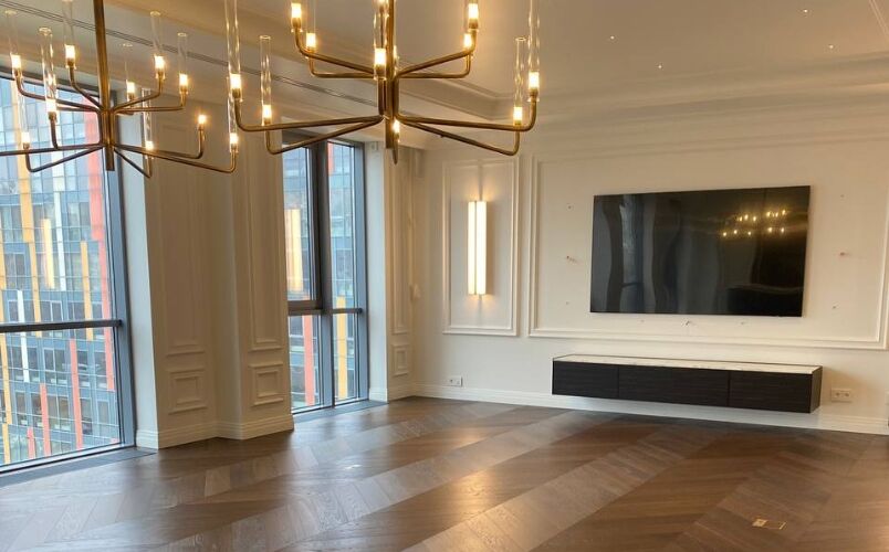 L'Héritage Project: Custom Extra-Wide Chevron Oak Flooring